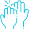 Hands offering care and support with sparkle icon, representing dental health service.